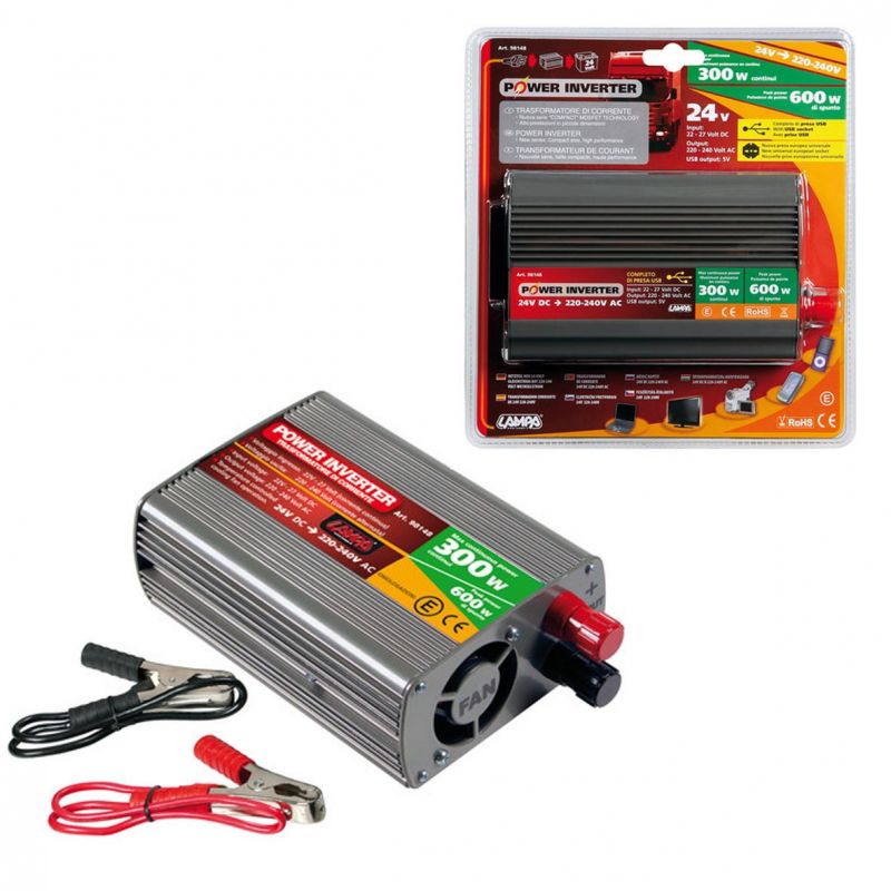 transformador con puerto usb 24v - 220v 300w - lampa