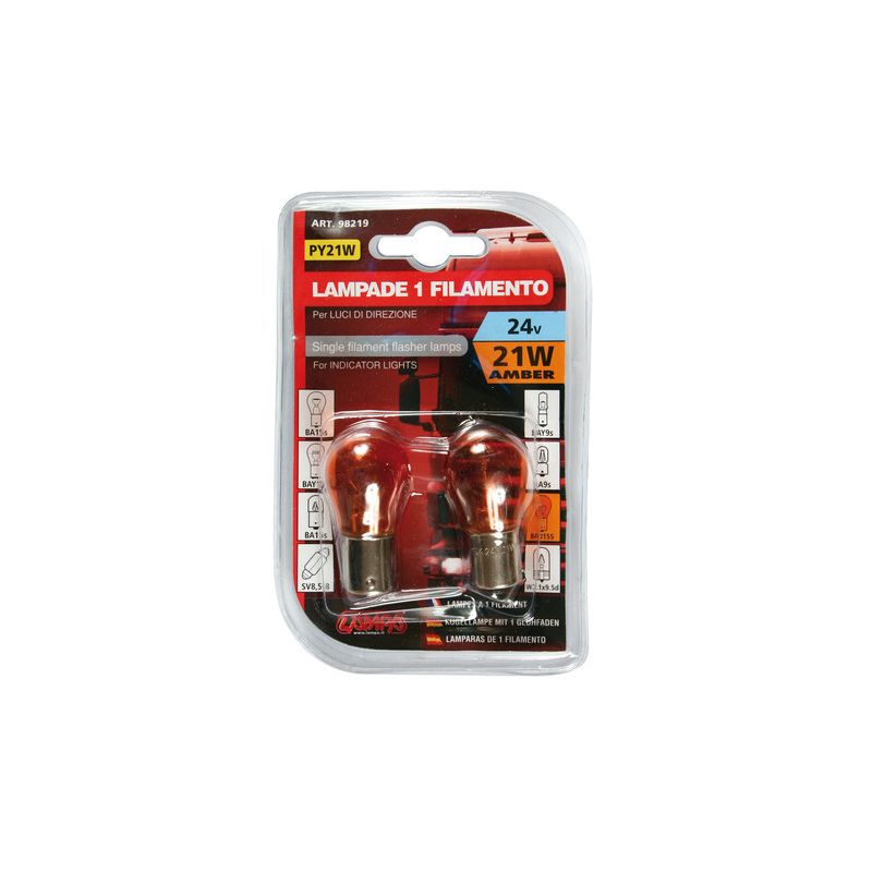 blister 2 lámparas homologadas p21w 24v 21w bau15s e de lampa