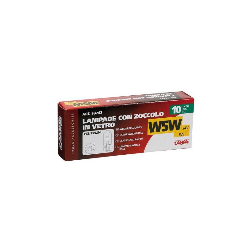 caja de 10 lámparas homologadas w5w 24v 5w