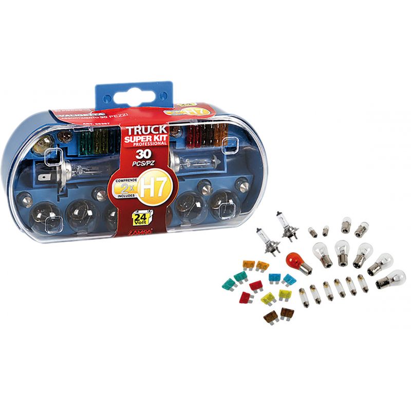 estuche 18 lámparas + 12 fusibles para coche h7 24v