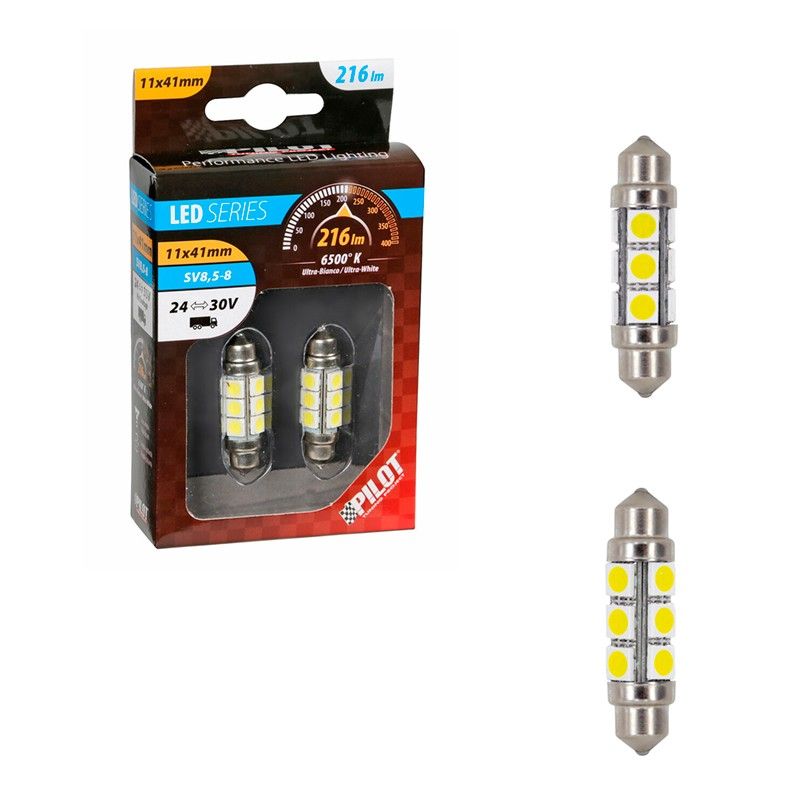 blister 2 lámparas bombillas 3 chips hyper led 24/30v 36-12 smd - blanco