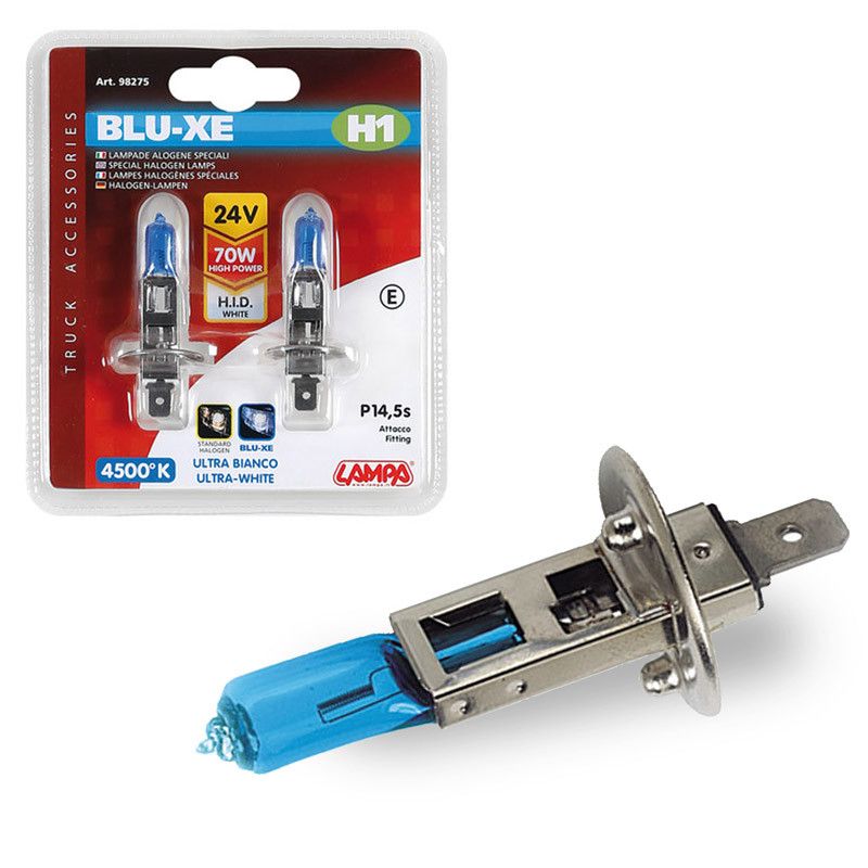 blu-xe h1 24v 70w - blister 2 lámparas homologadas para un haz de luz ultra-blanco