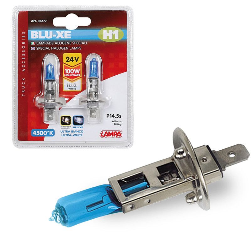 blister 2 lámparas bombillas h1 blue-xe 24v100w p14 5s para un haz de luz ultra-blanco