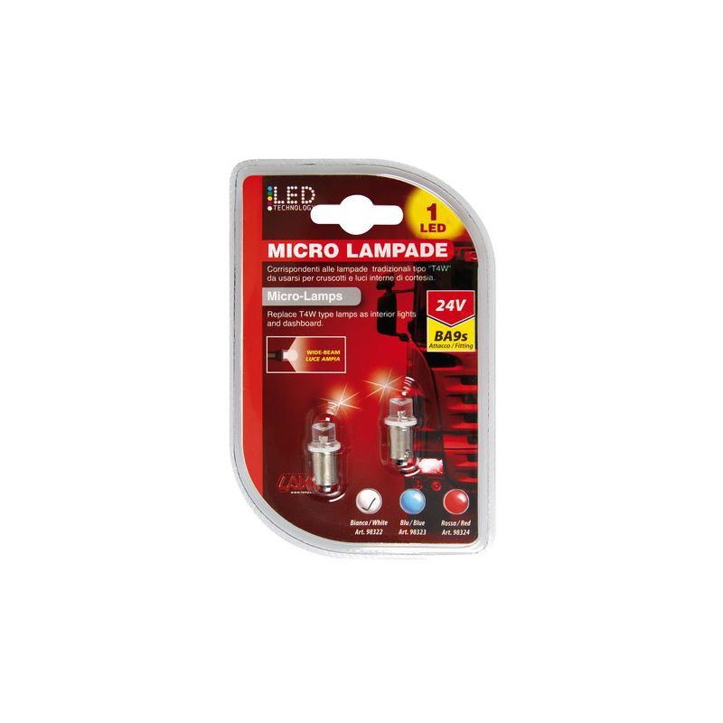 blister 2 lámparas bombillas t4w 1 led 24v ba9s