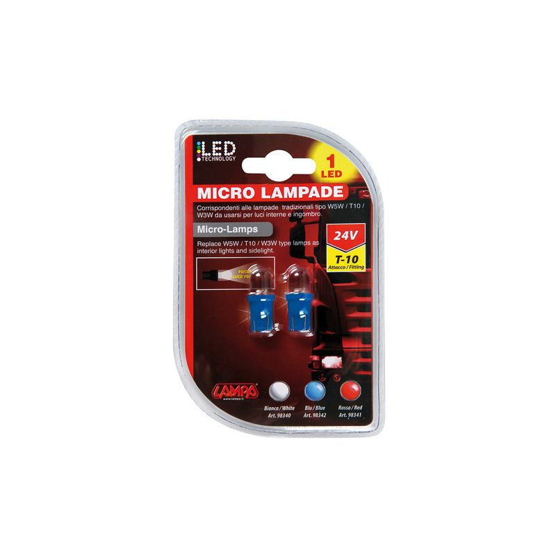 blister 2 lámparas bombillas w5w led 24v para iluminación del tablero de instrumentos y luces de cortesía