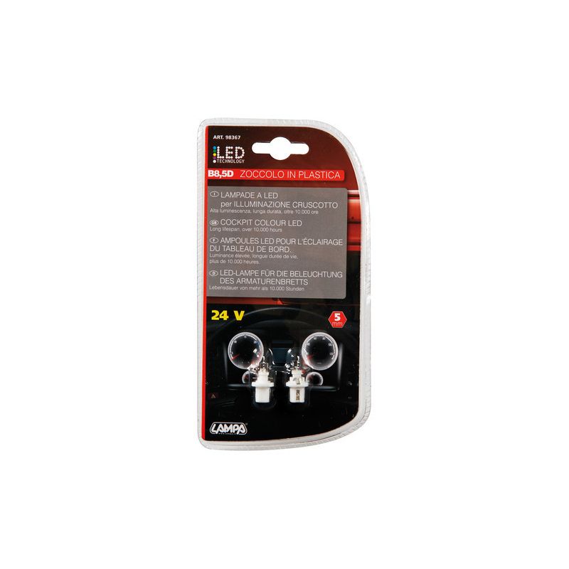 blister 2 lámparas ra led 24v b8 5d para iluminación interior de coche