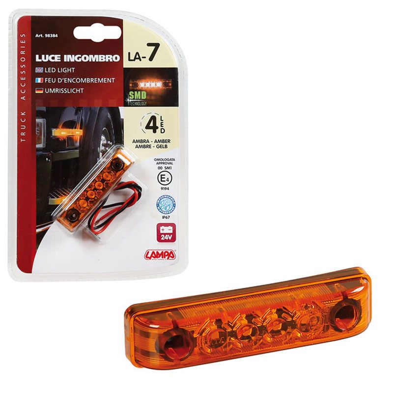 luz de galibo impermeable homologada 4 led 24v - tamaño ab6
