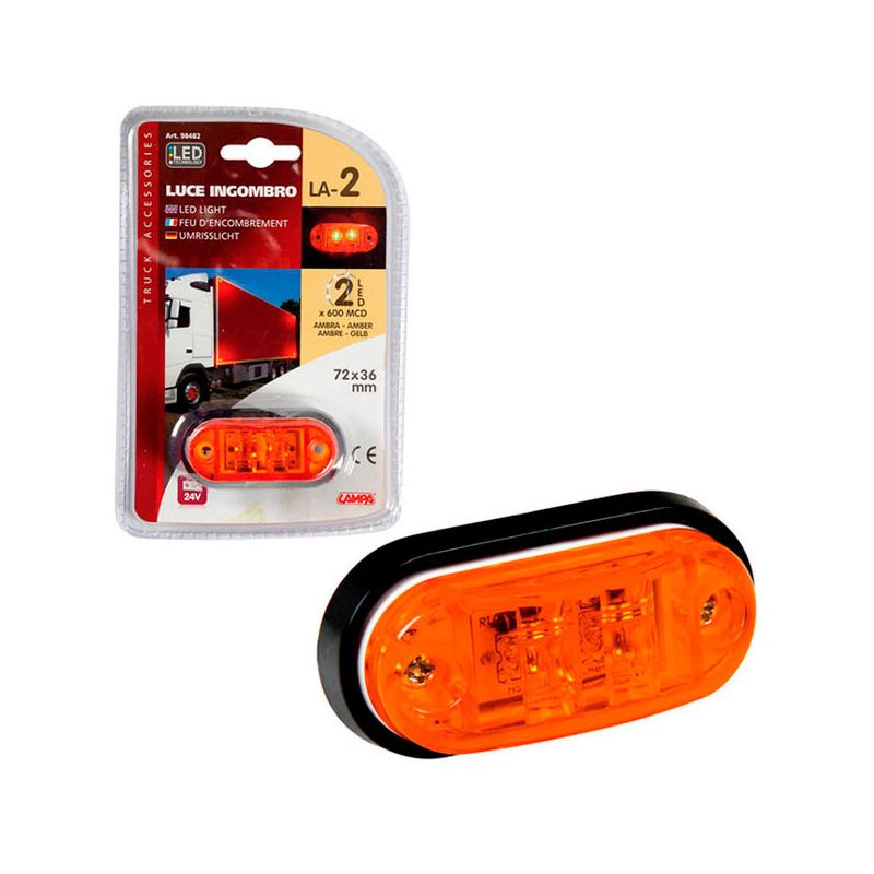 luz de galibo lateral ovalada 2 led 24v de lampa