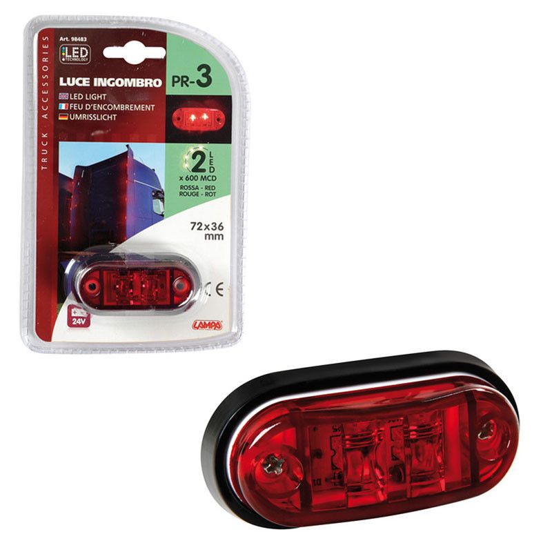 luz de galibo trasera ovalada 2 led 24v - lampa