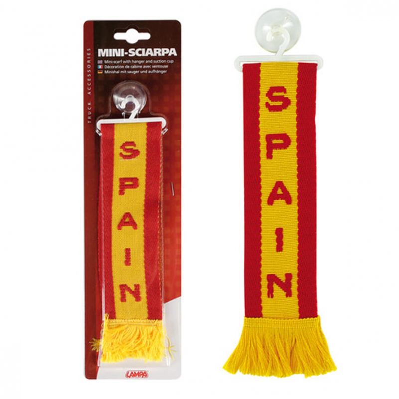 mini banderines españa - decoración de cabina con ventosa y percha de lampa