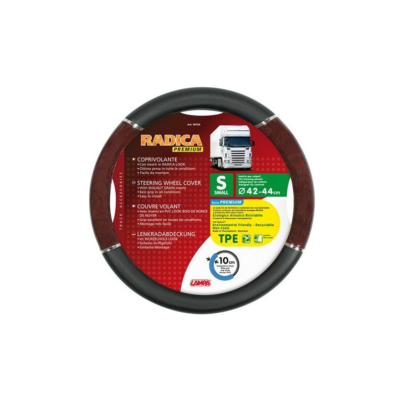 funda para volante radica premium con inserciones en aspecto de brezo y manija ancha de 10cm - lampa