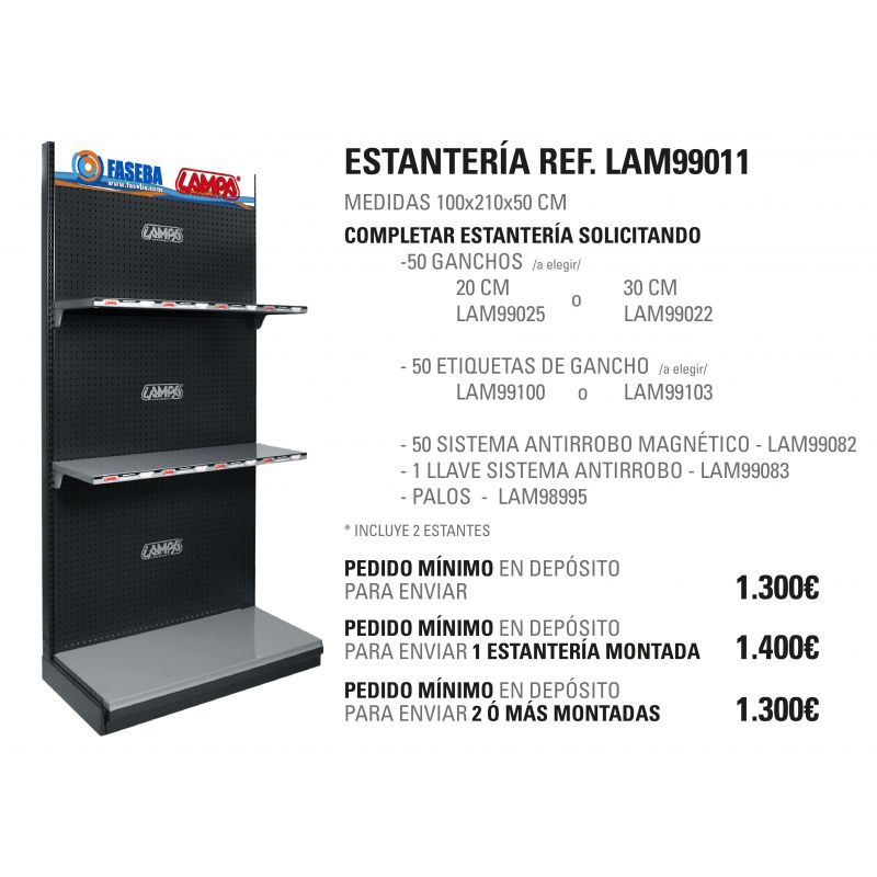 expositor estantería grande para montar en la pared lampa 210x100x50 cm