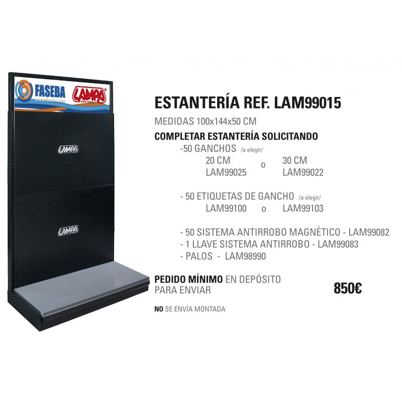 expositor estantería mediano cabecera plana 144x100x50 cm