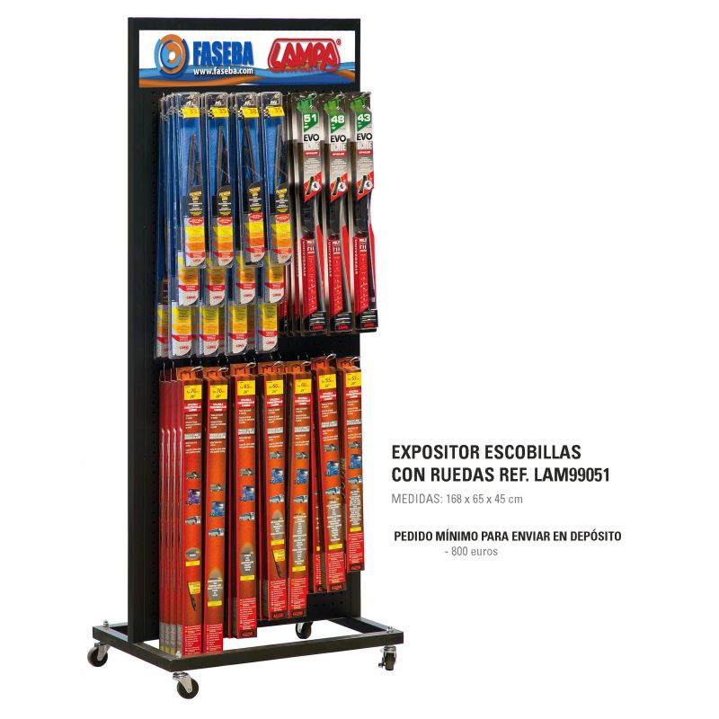 expositor con ruedas para limpiaparabrisas lampa - exposición a dos niveles para 190 productos