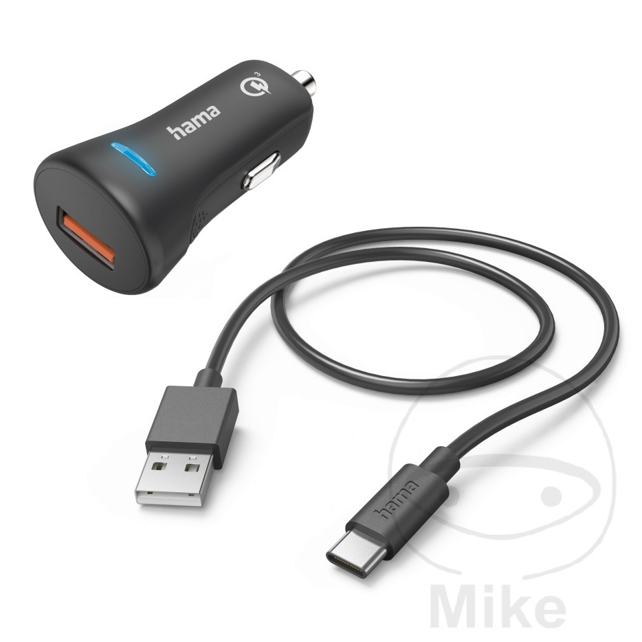 HAMA Snelle autolader met usb-oplaadkabel C 3A QUICK CHARGE 3.0 - 第 1/1 張圖片