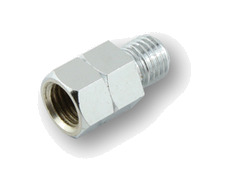 adaptador de retrovisor con orificio rosca derecha sobre tornillo rosca izquierda cromado m10