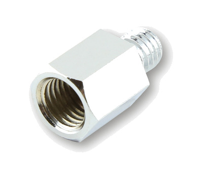 adaptador de retrovisor con orificio rosca derecha sobre tornillo cromado m10