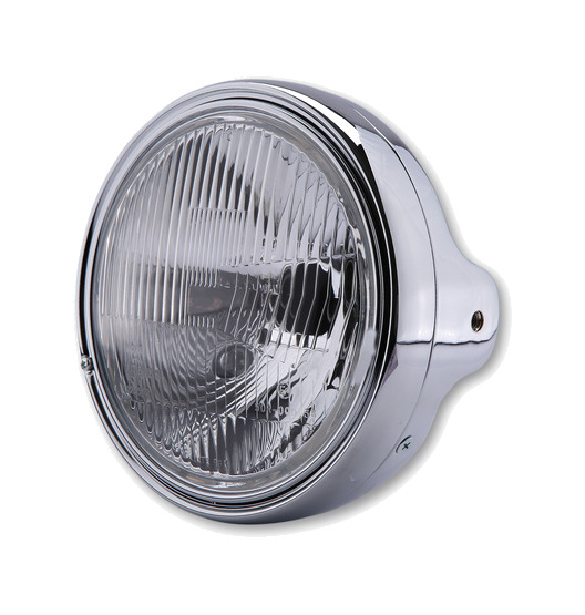 faro de siete pulgadas con inserto, montaje lateral y cristal grabado cromado smart ltd h4