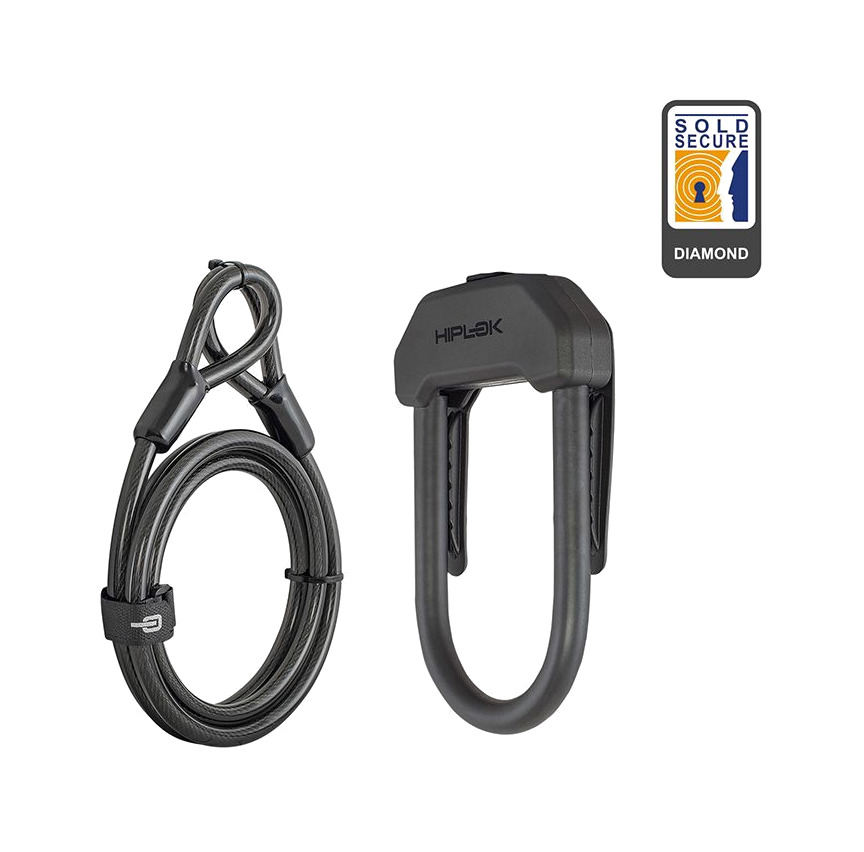 candado en u portátil con cable dx plus 15x8.5 cm con cable 200