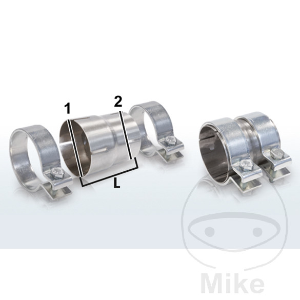 conector tubo de escape con abrazadera doble 50/60/90 mm