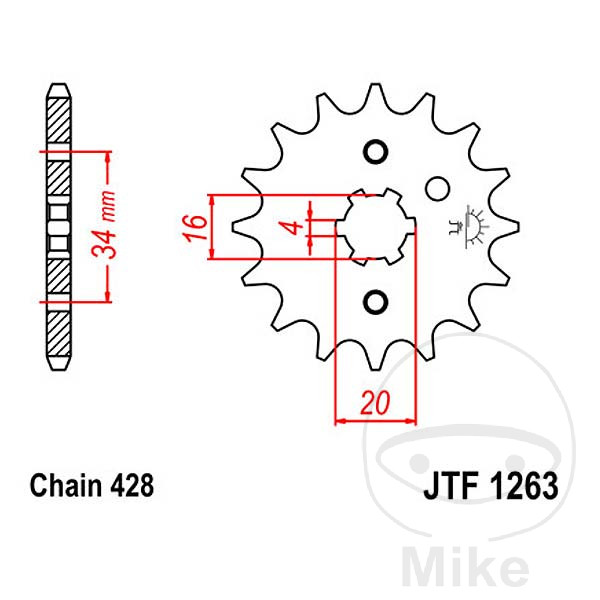 JT SPROCKETS coarse gear transmission sprocket 17T P-428 4 Ø16/20MM - Picture 1 of 1
