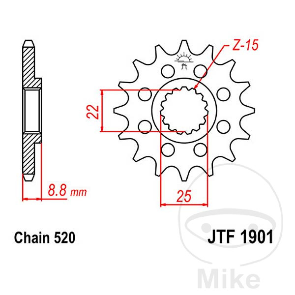 JT SPROCKETS fine gear transmission sprocket 11T 520 Ø22/25 - Picture 1 of 1