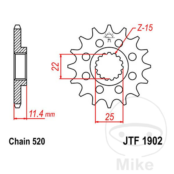 JT SPROCKETS Pinion transmissie race fijne versnelling 12T P-520 Ø22/25MM - Picture 1 of 1