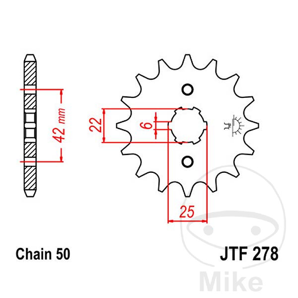 JT SPROCKETS Grobgang-Übertragungsritzel 14T P-530 6 Ø22/25MM - Afbeelding 1 van 1