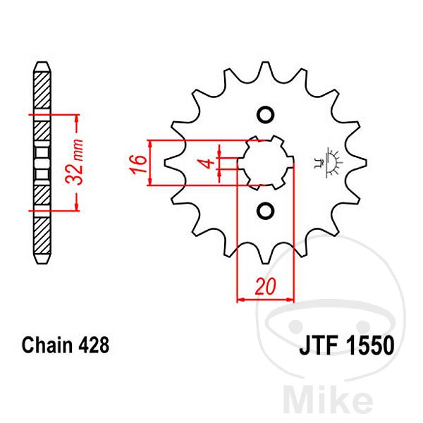 JT SPROCKETS large gear transmission sprocket 13T 428 6 Ø16/20 - Picture 1 of 1