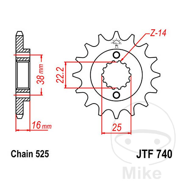 JT SPROCKETS Getriebe Kettenrad 15T P-525 ALTN: 7260574 - Afbeelding 1 van 1