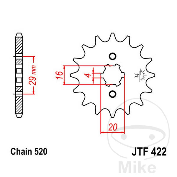 JT SPROCKETS pignon de transmission à engrenage grossier 12T P-520 4 Ø16/20MM - Afbeelding 1 van 1