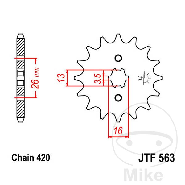 JT SPROCKETS pignon de transmission à engrenage grossier 13T 420 3.5 Ø13/16 - Afbeelding 1 van 1