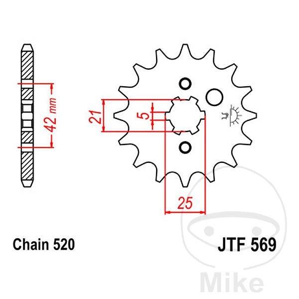 JT SPROCKETS coarse gear transmission pinion 16T 520 5 Ø21/25 - Afbeelding 1 van 1