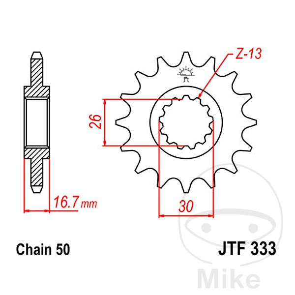 JT SPROCKETS Getriebe Kettenrad 16T 530 ALTN: 7260379 - Afbeelding 1 van 1