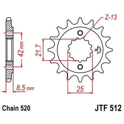 JT SPROCKETS koło łańcuchowe z gumą 512 de acero con 15 używane - Zdjęcie 1 z 1