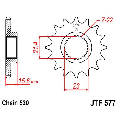 JT SPROCKETS Piñón con goma 577 de acero con 15 dientes - Imagen 1 de 1