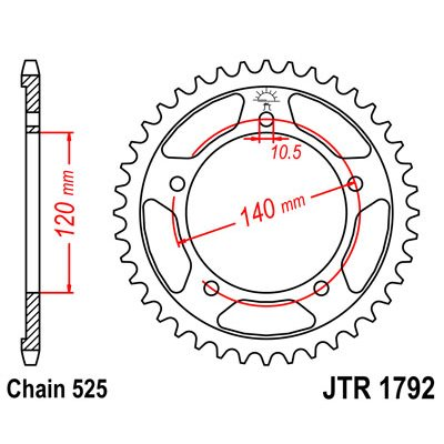 JT SPROCKETS CORONA POSTERIORE 1792 zinc con 43 dientes - Bild 1 von 1