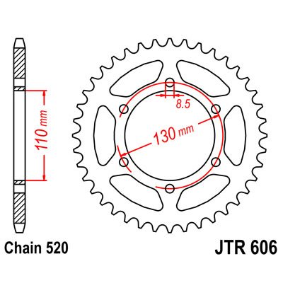 JT SPROCKETS Corona plato transmision trasero acero JT 606 - Imagen 1 de 1