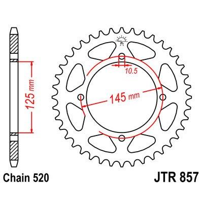 JT SPROCKETS Corona 857 de zinc negro 45 dientes - Imagen 1 de 1