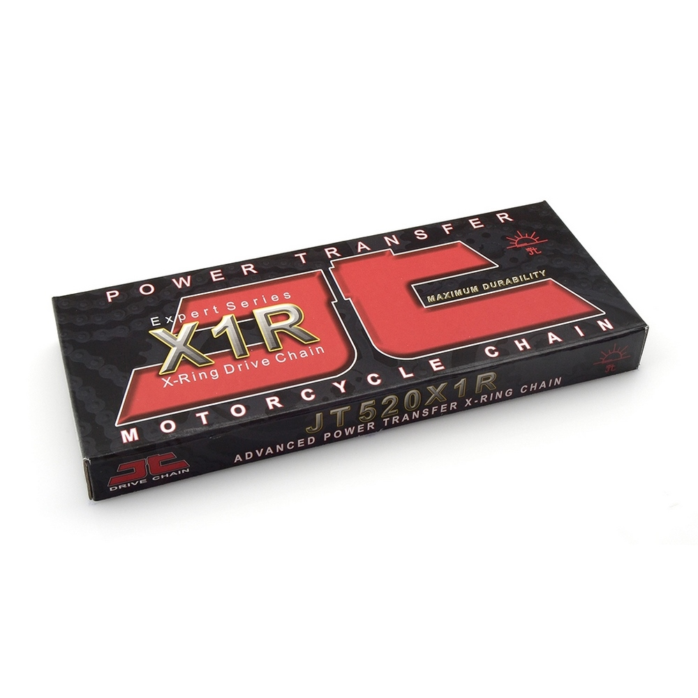 cadena de transmisión negra jt 520x1r para motos de mx, enduro y trail