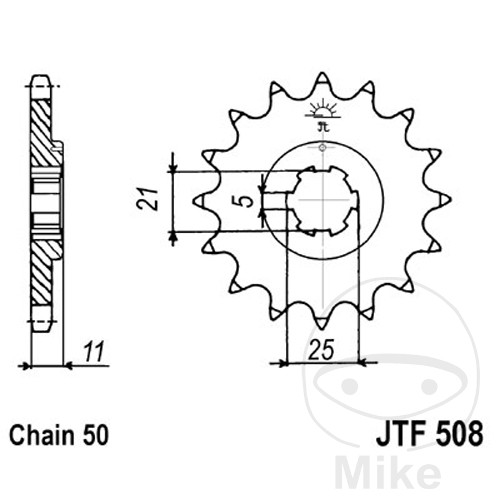 piñón transmisión engranaje grueso 15t 530 6 ø21/25