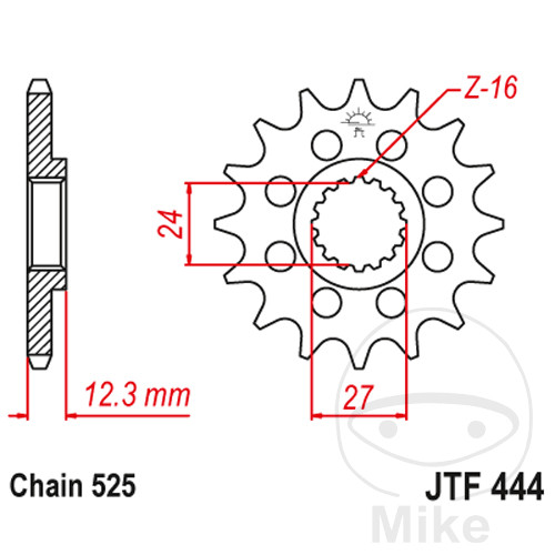 piñón transmisión engranaje fino racing 17t 525 ø24/27