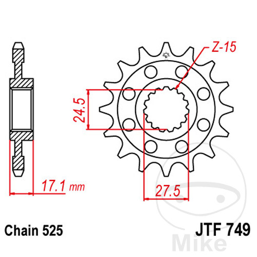 piñón transmisión engranaje fino racing 16t 525 ø24.5/27.5