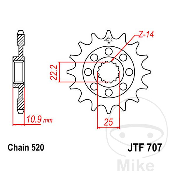 piñón transmisión racing engranaje fino 15t p-520 ø22.2/25mm