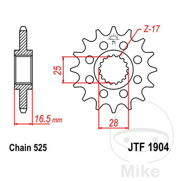 piñón transmisión racing engranaje fino 15t p-525 ø25/28mm