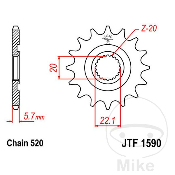 piñón transmisión engranaje fino 12t p-520 ø20/22.2mm