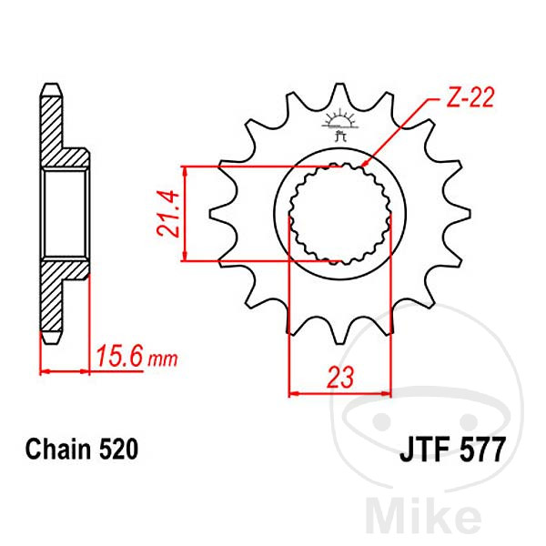 piñón transmisión engranaje fino 14t p-520 ø21.3/23mm