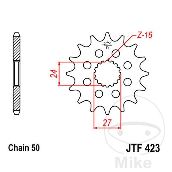 piñón transmisión racing engranaje fino 16t p-530 ø24/27mm