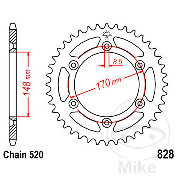 corona plato transmisión 50t p-520 ø148 mm ø170 mm
