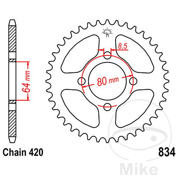 corona plato transmisión 39t p-420 ø64 mm ø80 mm